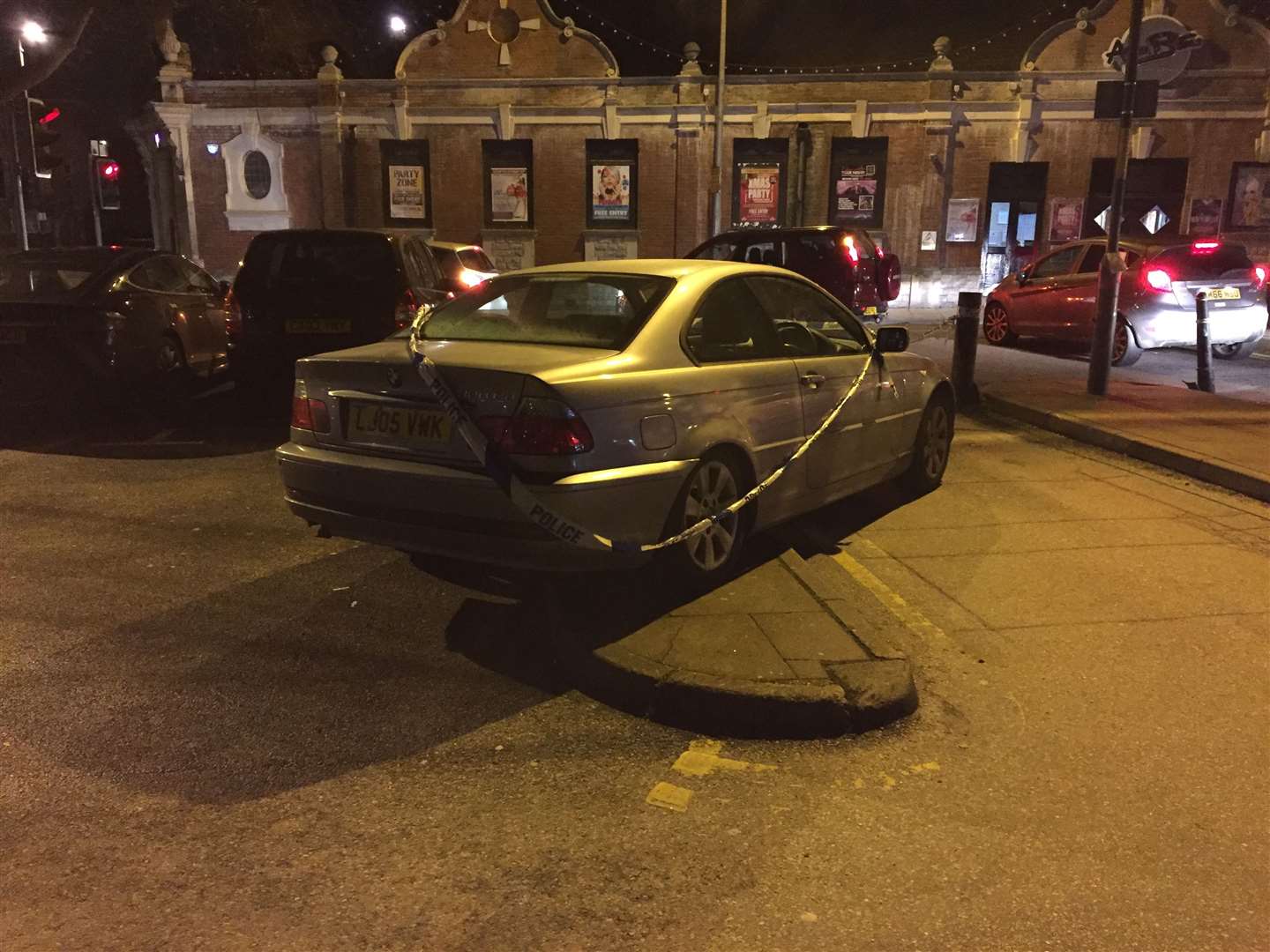 The BMW outside Casino Rooms.