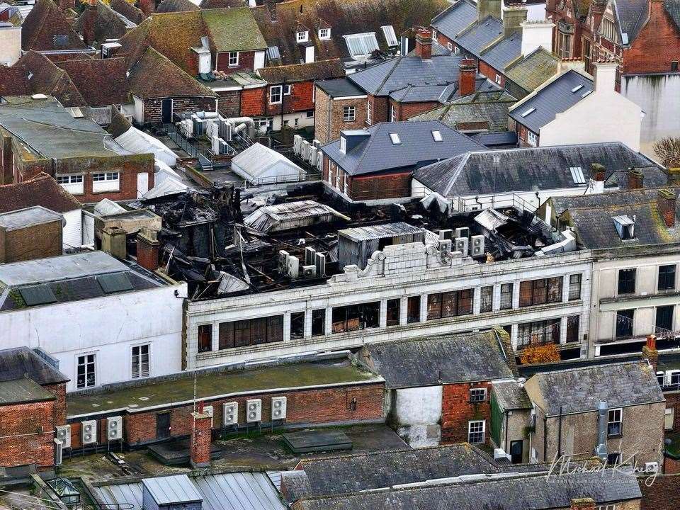 Debenhams in Canterbury in the aftermath of Monday's fire. Picture: TheDroneMan.net