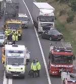 CHAOS: The scene of the accident. Picture: RICHARD EATON