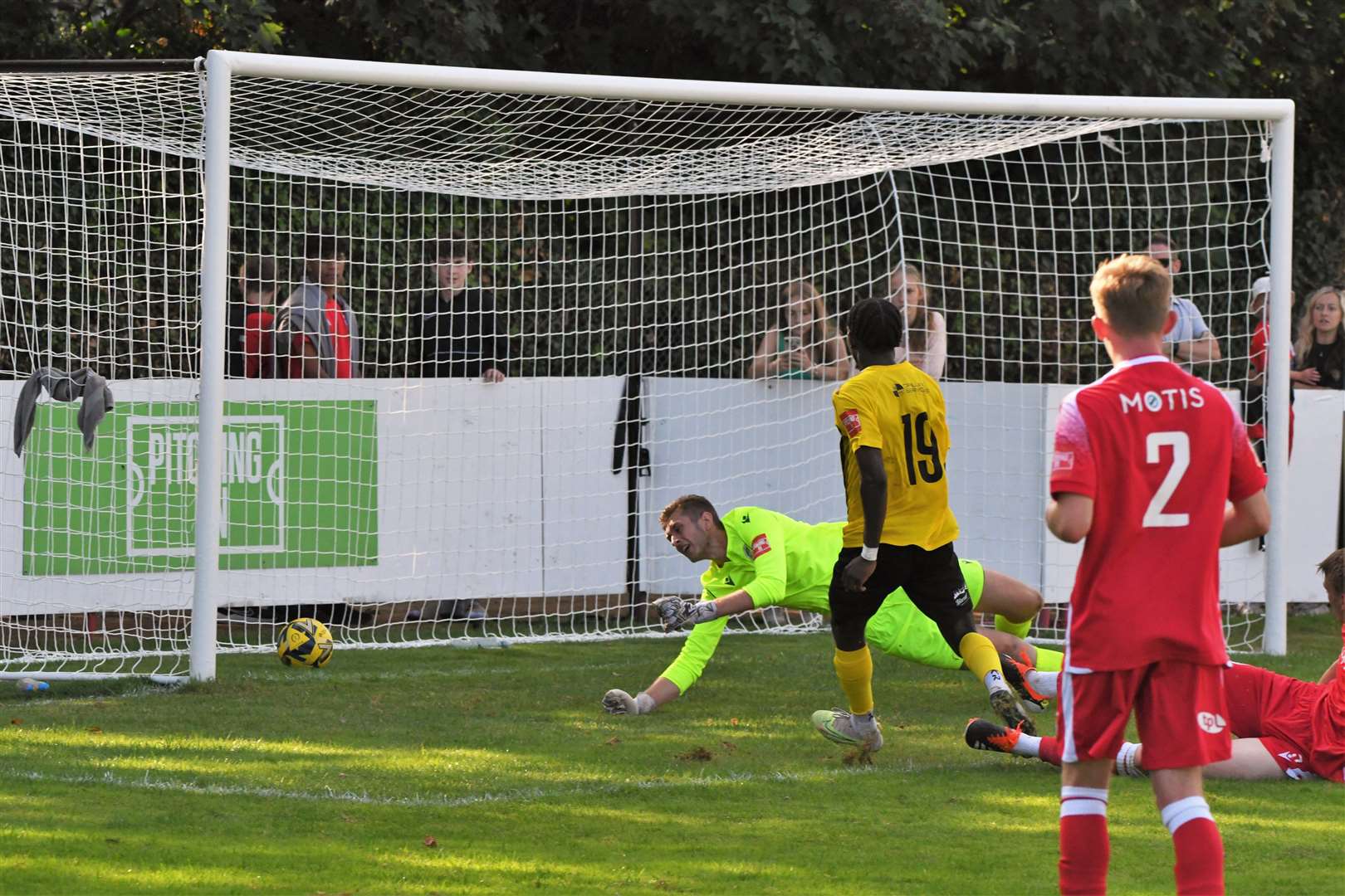 Eitel Moumi Goueth makes it 4-0 against Hythe Town Picture: Marc Richards