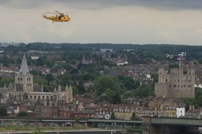 RAF rescue helicopter over the River Medway. Picture: Andrew Whiteley
