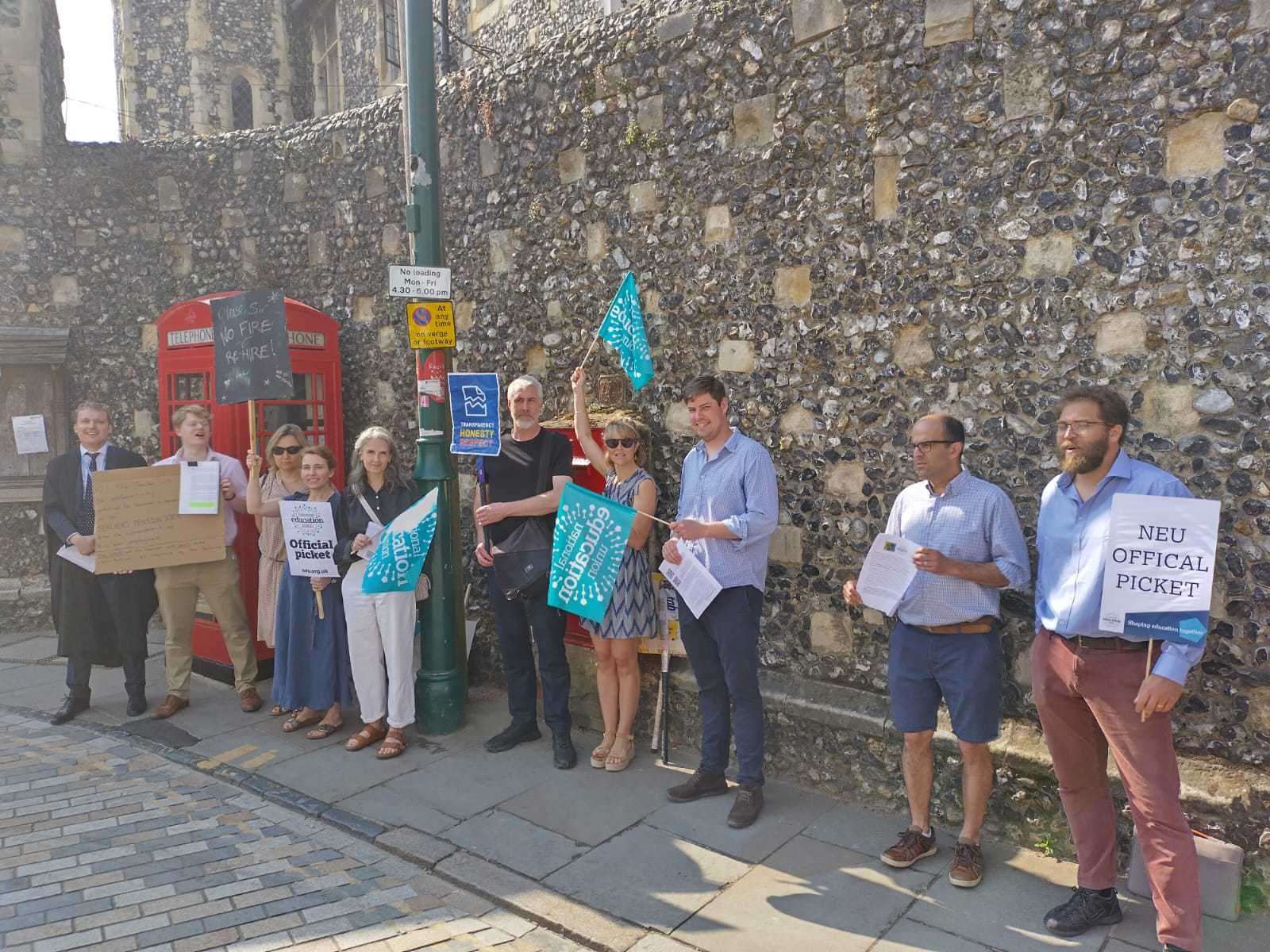 Teachers on strike during unprecedented industrial action at King’s School in Canterbury. Picture: Laurence Rose/NEU