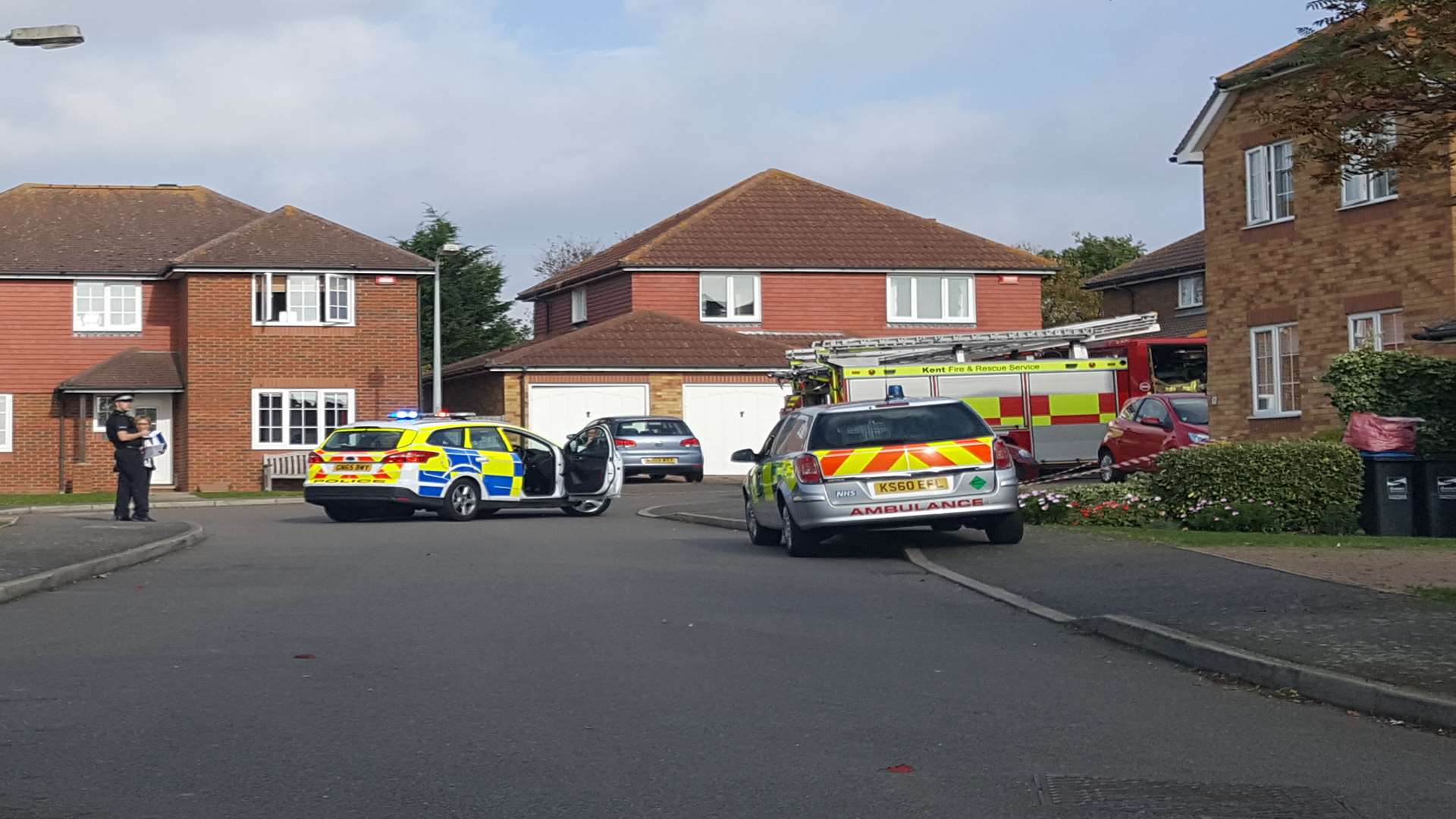 Police at the scene of the crash in Minster