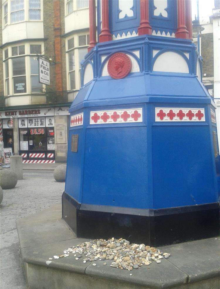 Blank pebbles were left at the clock tower in Sheerness as part of the Love Sheppey project