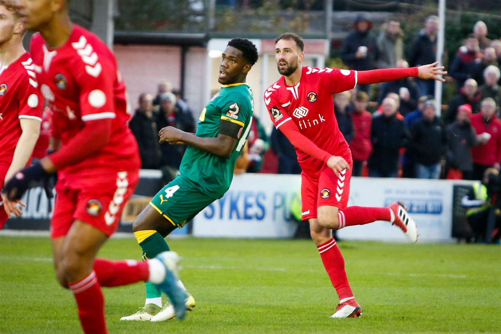 Ebbsfleet midfielder Josh Payne lets fly from distance to score against Notts County. Picture: Matthew Walker FM21250477