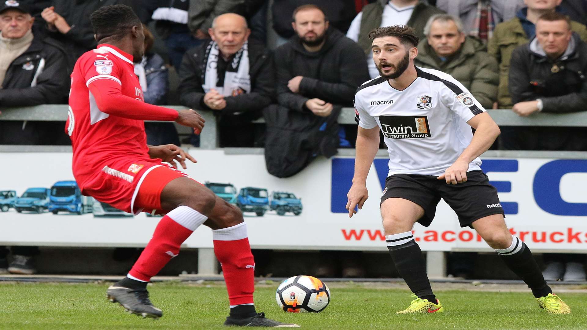 Alex Brown on the ball for Dartford Picture: Andy Jones