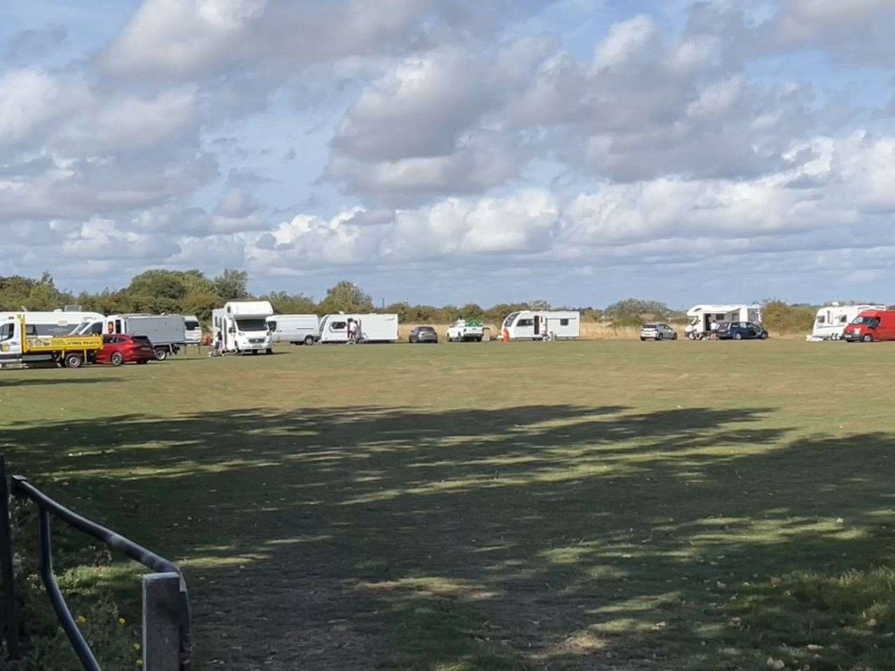 The caravans parked up on Scrapsgate playing fields