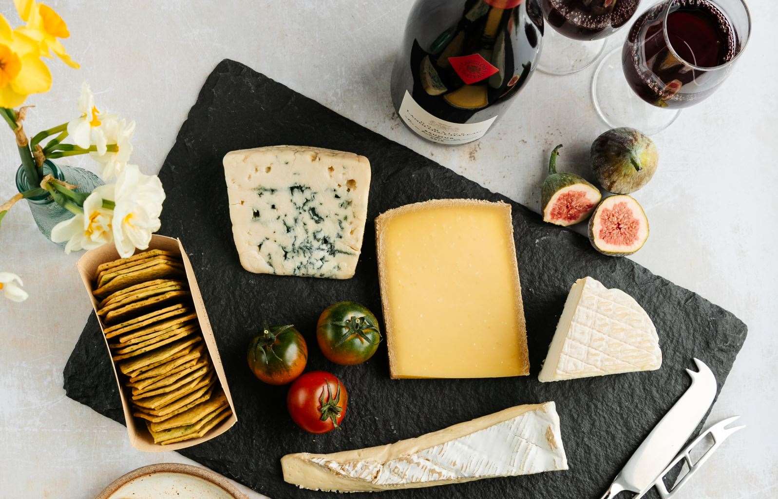 The option to add a bottle of wine, which will be paired with each month's cheeseboard, is also available