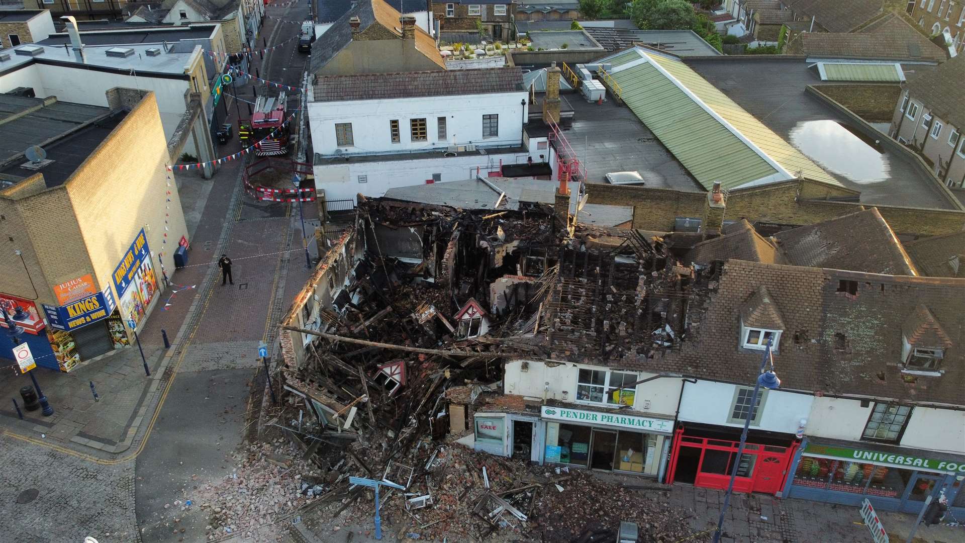 The roof has been damaged in the unit next door