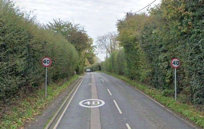 The A257 Wingham Road in Ickham, near Canterbury, is closed after a multi-vehicle crash. Picture: Google
