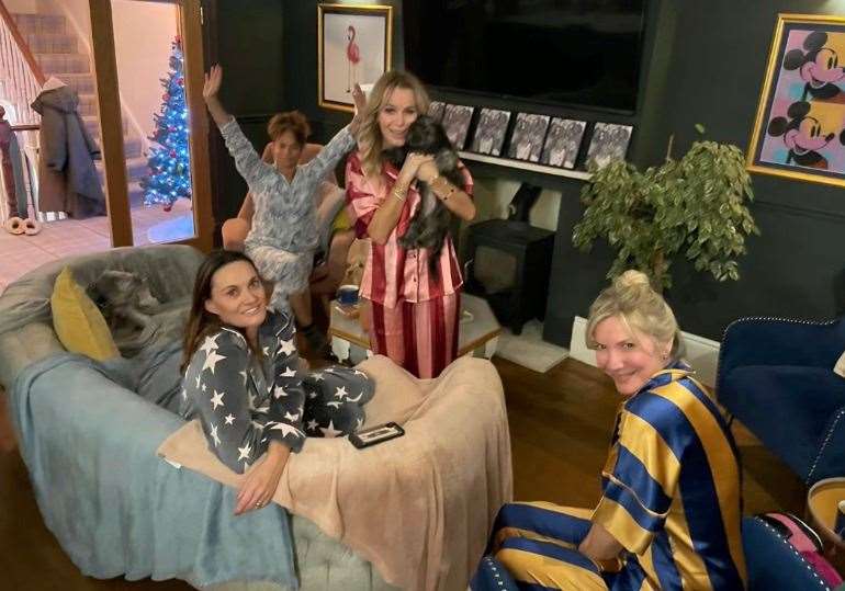 The group stayed at the Beachfront Bolthole holiday let in Herne Bay. Picture: Amanda Holden/Instagram