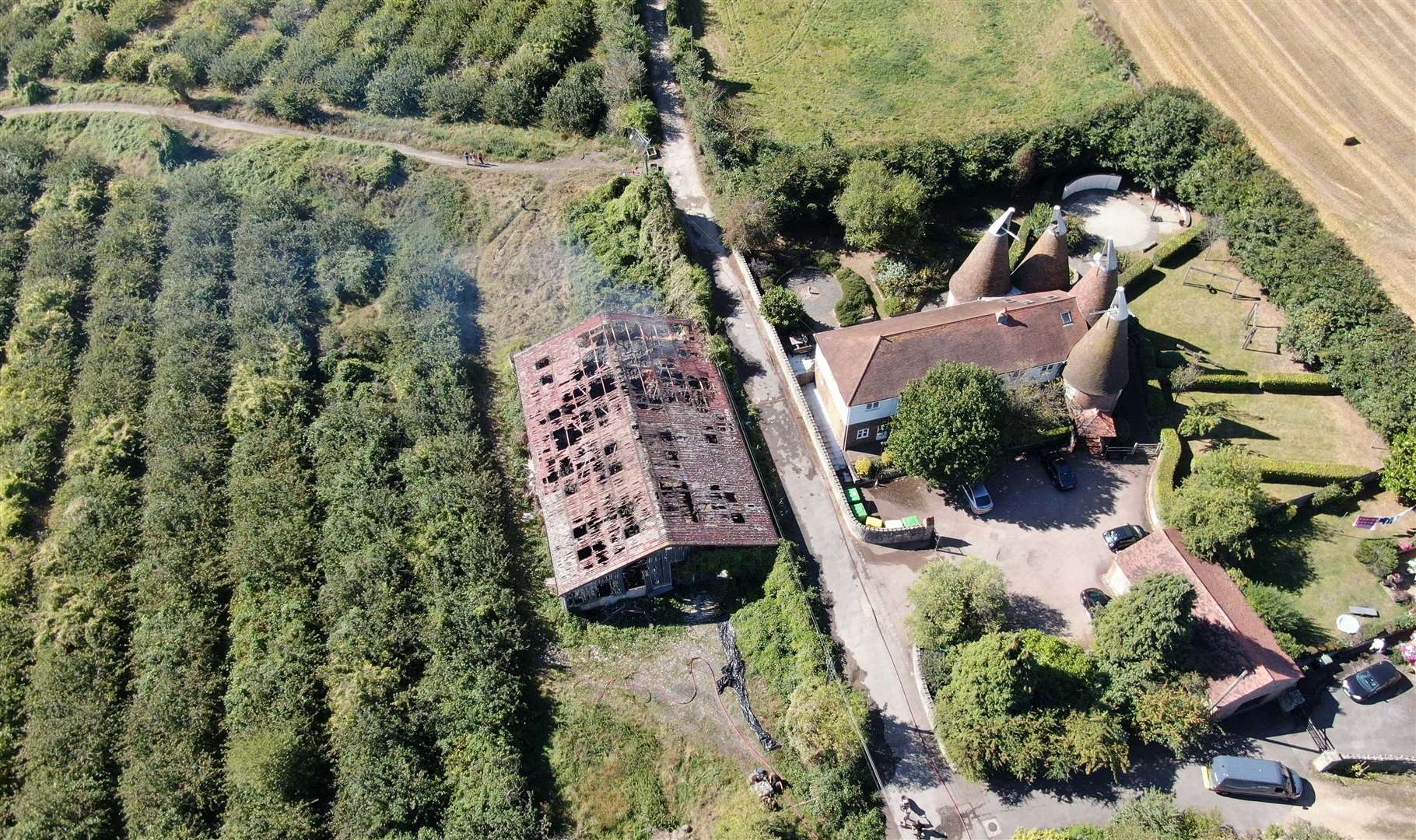 A drone shot of the barn the day after the fire. Picture: Matthew Mayatt