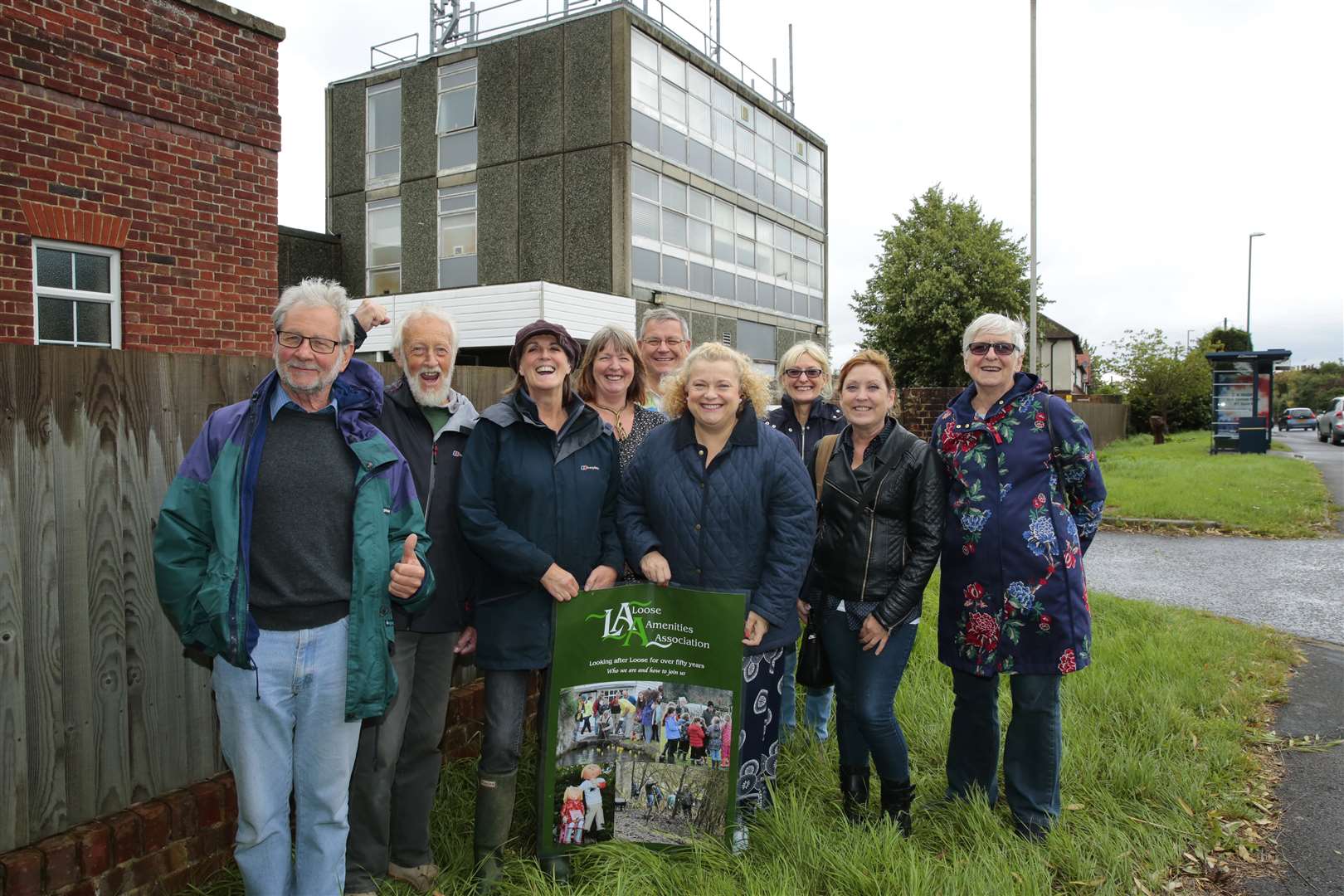 Representatives from the Loose Amenities Association outside the BT Exchange, Loose Road.