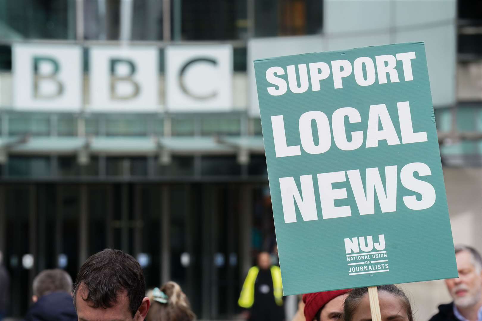 NUJ members at the BBC (James Manning/PA)