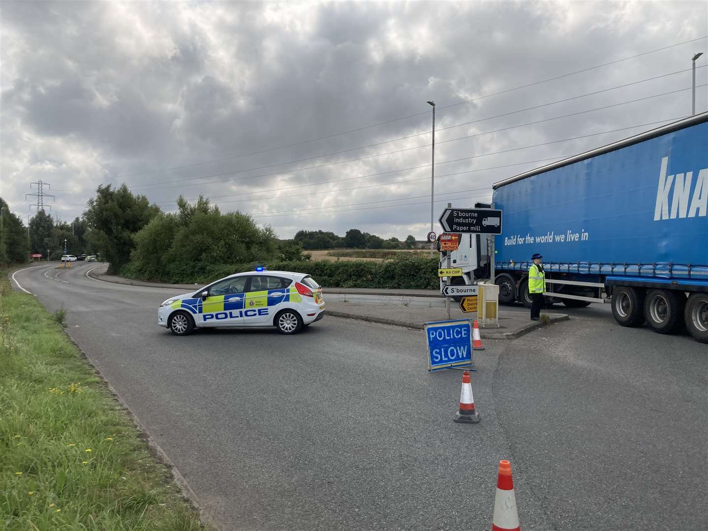 Police have closed Swale Way at the Iwade/Kemsley turn-off from the A249