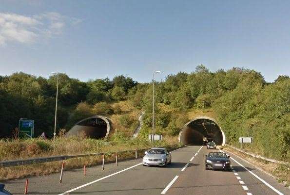 The A20 Roundhill Tunnel between Folkestone and Dover is closed in both directions