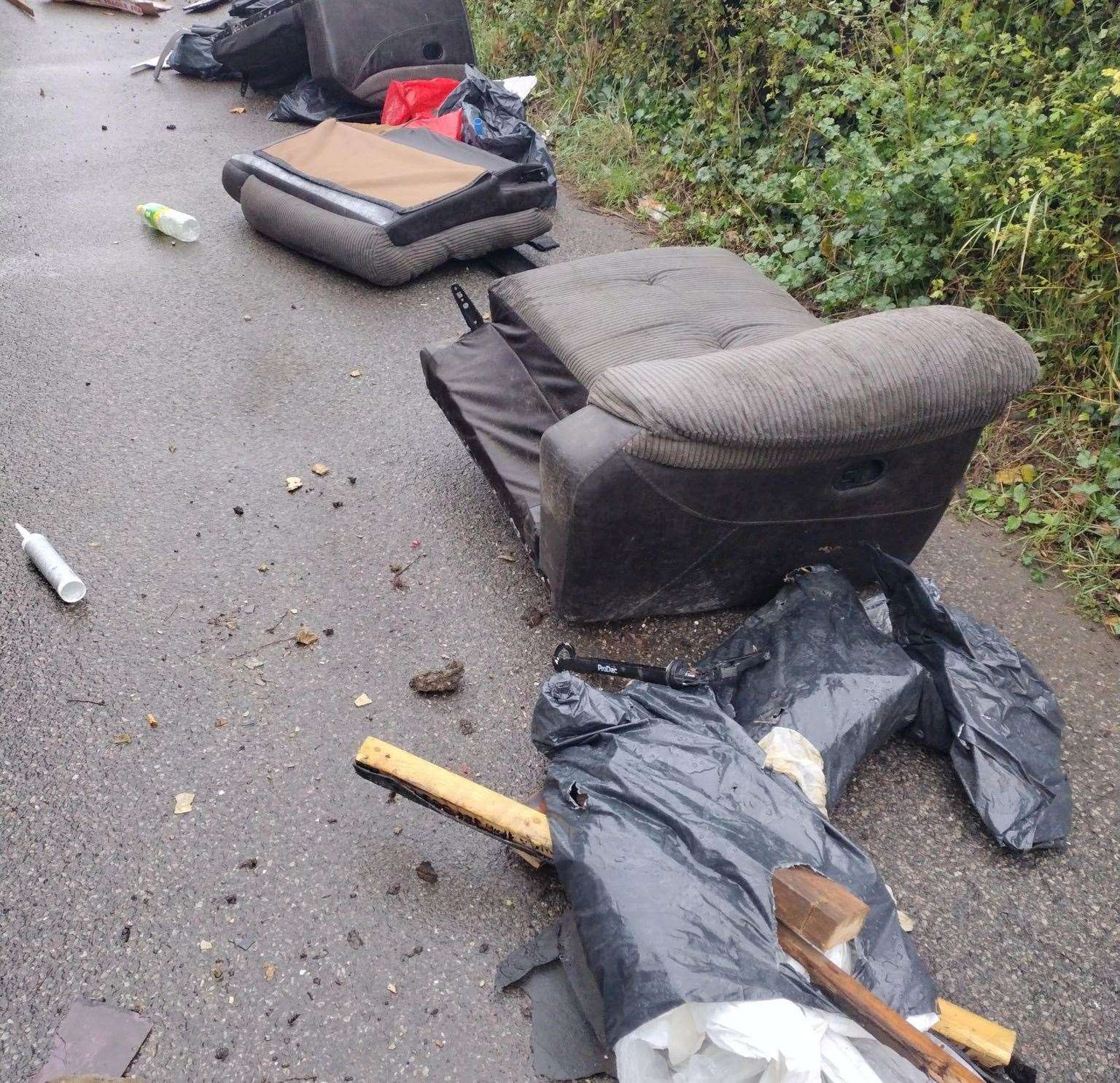 Furniture was disregarded on the road, alongside building materials. Picture: Thanet District Council