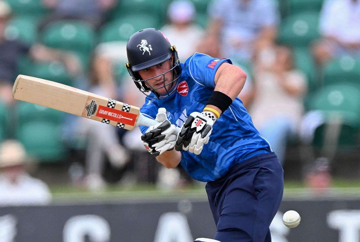 Harry Finch - his fine 104 ended up being in vain in Kent’s seven-run Metro Bank One-Day Cup defeat against Durham in Canterbury on Sunday. Picture: Keith Gillard