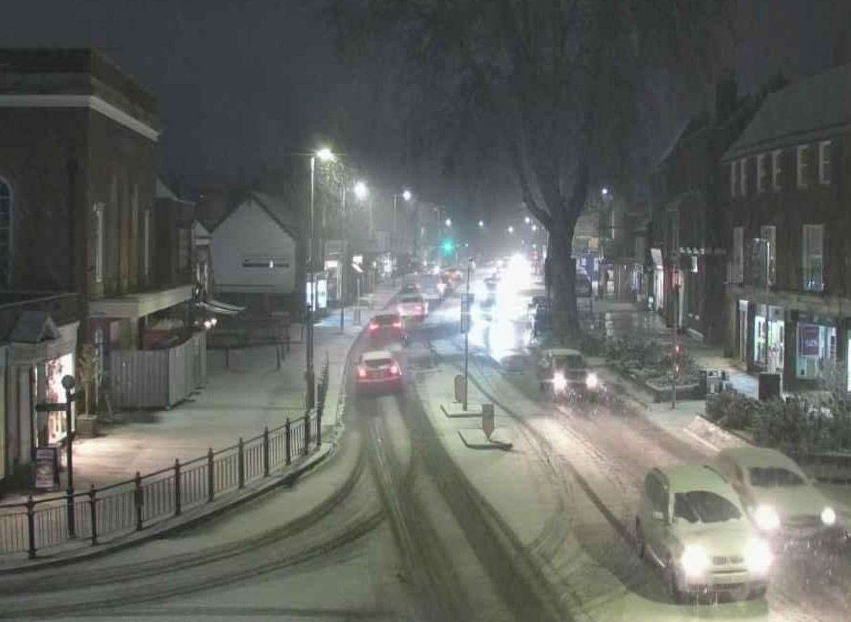 It is snowing in Tenterden High Street. Picture: KCC