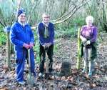 Linton boundary stones project volunteers David Sendles, Terry Berry and Sue Whitmarsh