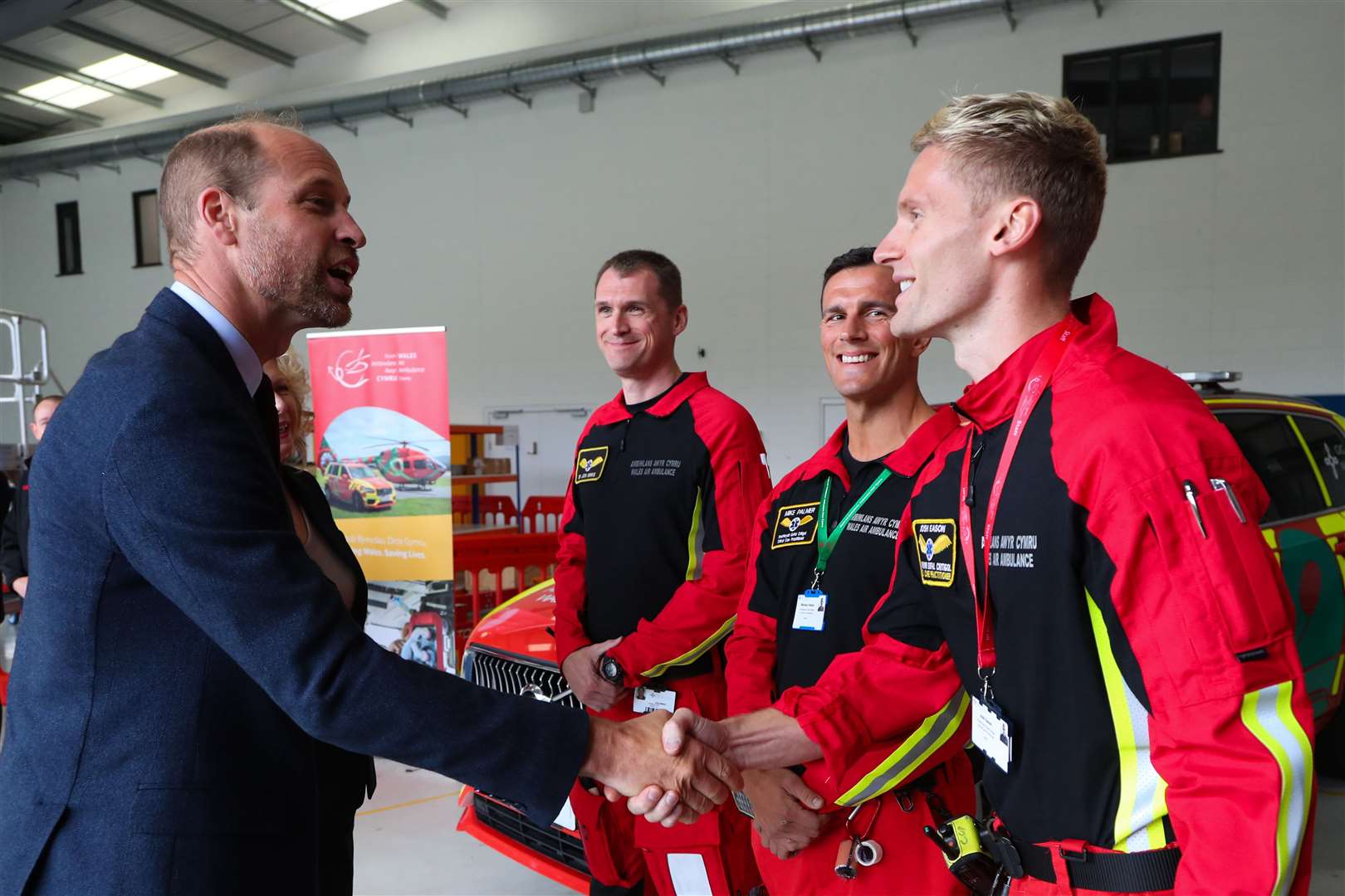 William meeting Wales Air Ambulance staff and crew members (Geoff Caddick/PA)