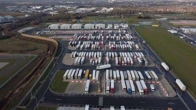 Drone image of the new lorry park, Singleton, Ashford. Picture: Barry Goodwin