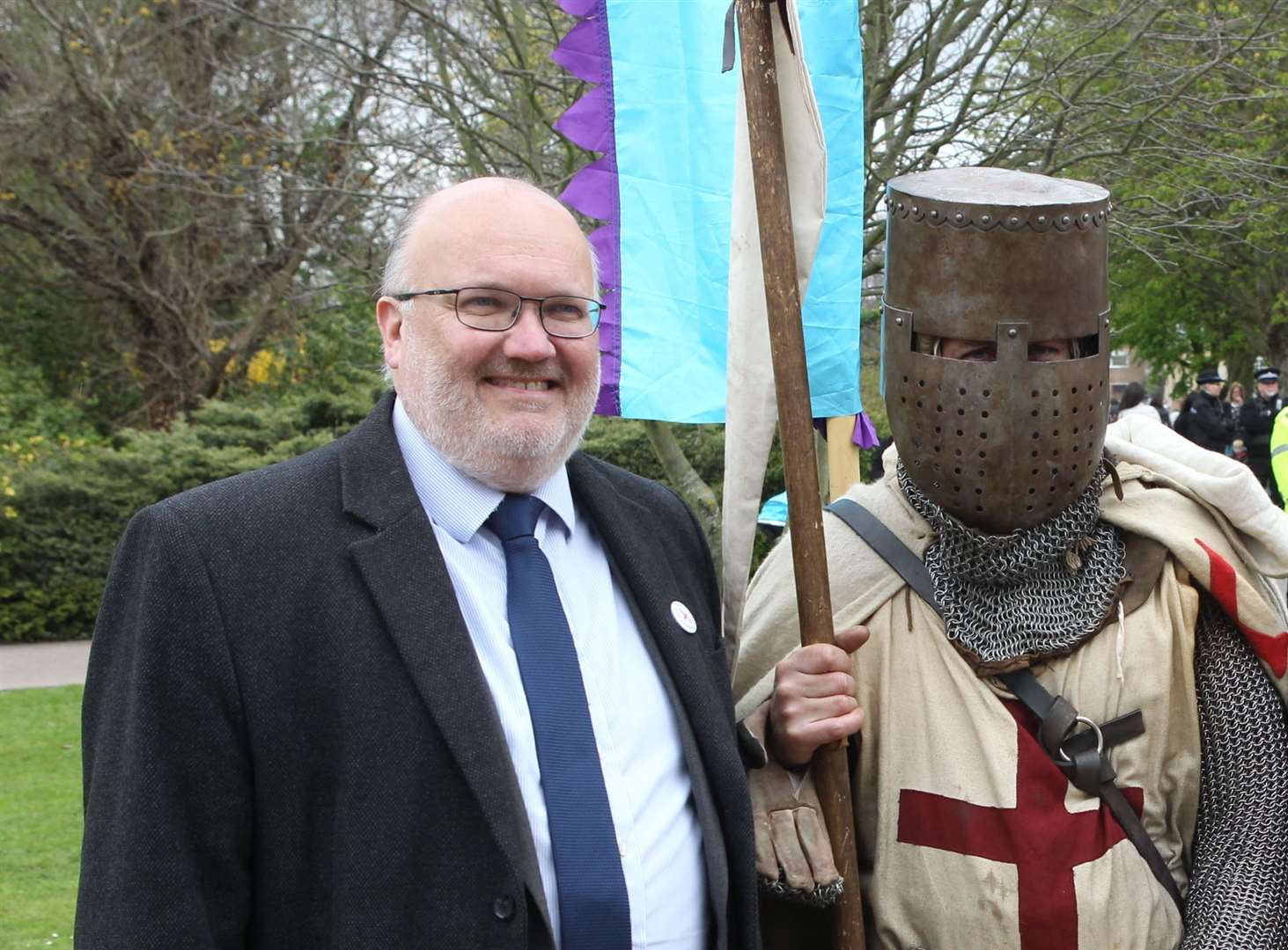 Council leader Jeremy Kite and St George Picture by: John Westhrop