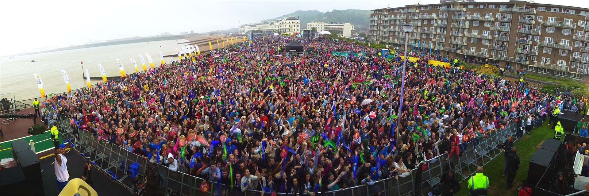 Huge crowds gathered in Dover for the torchbearing ceremony as it travelled through Kent in July 2012. Picture: Samsung