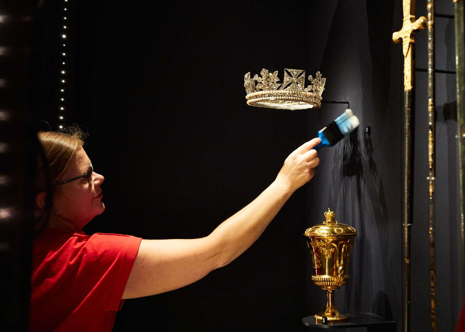 The Diamond Diadem being dusted ahead of the reopening (Royal Collection Trust/HM Queen Elizabeth II 2020/PA)