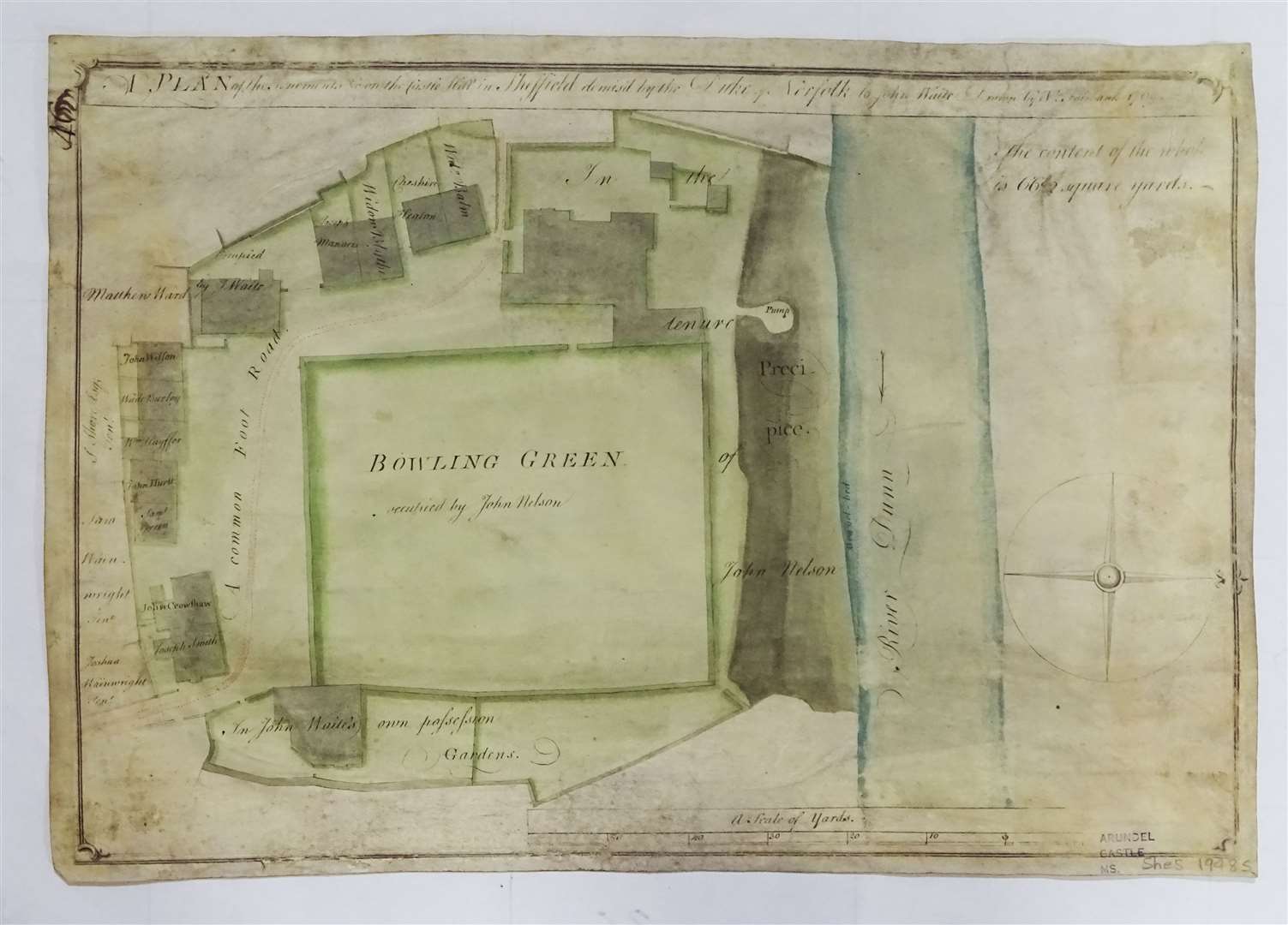 A plan drawn by William Fairbank in 1769 showing the inner courtyard and bowling green of the castle (The Duke of Norfolk/Sheffield City Council/PA)