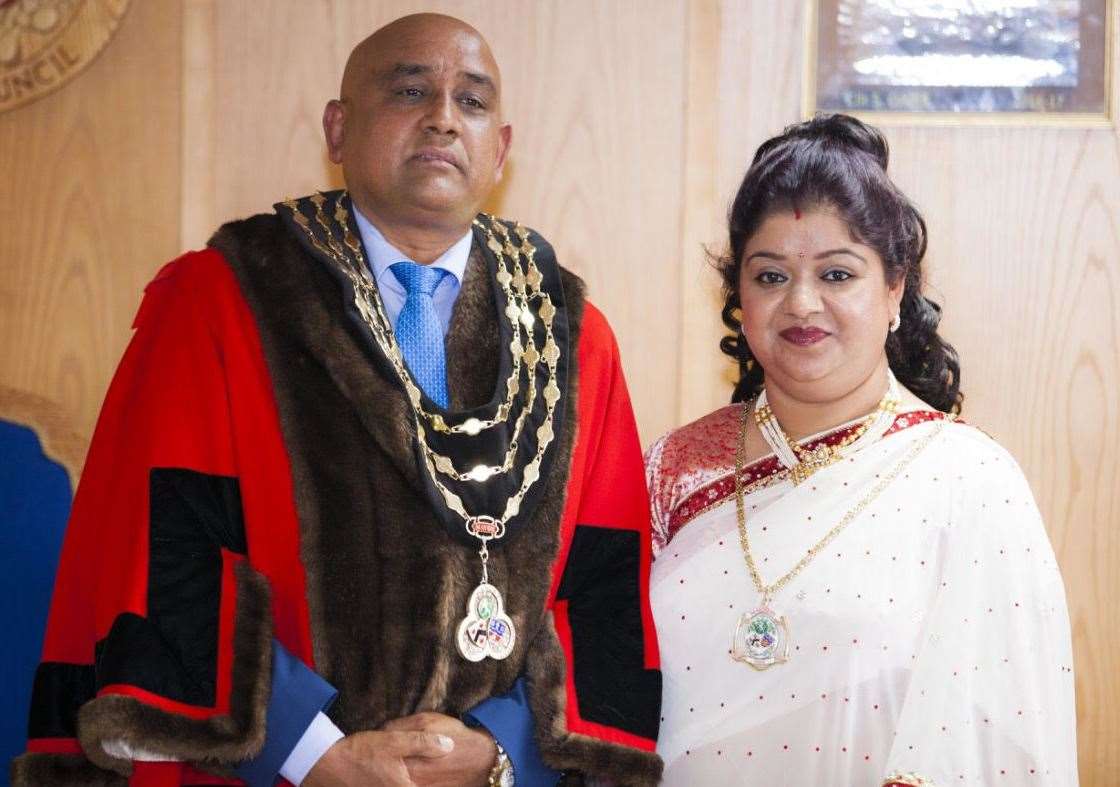 Former Swanley mayor Shanker Gaire - pictured with his wife, Laxmi - was acquitted of groping a woman