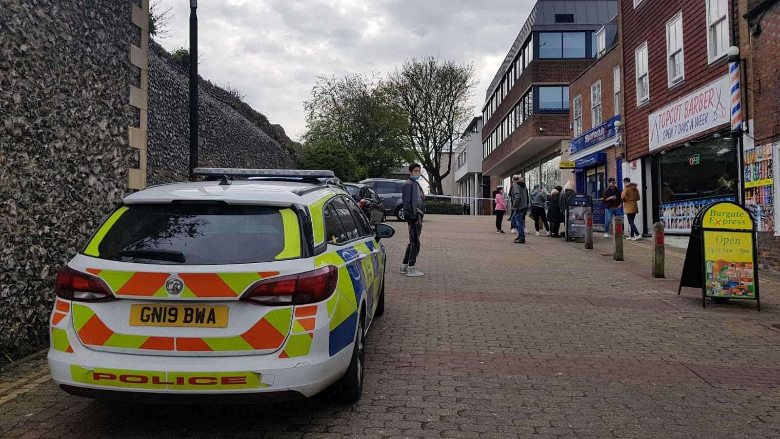 Police at the scene in Burgate Lane Canterbury