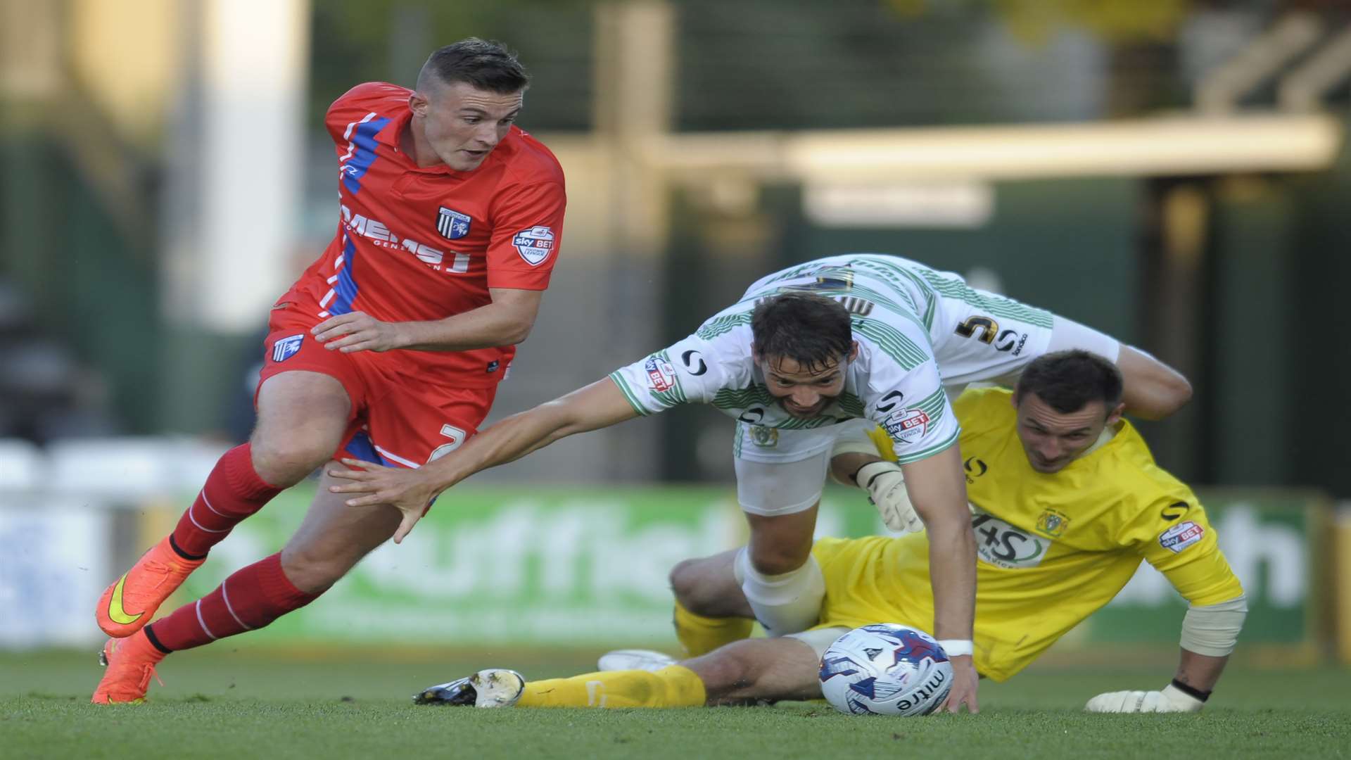 Brennan Dickenson pounces on a defensive error to score against Yeovil in last season's Capital One Cup Picture: Ady Kerry