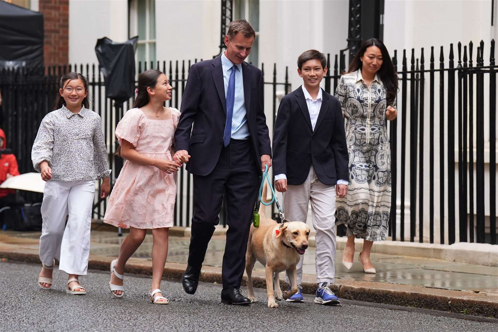 Jeremy Hunt leaves 11 Downing Street with his wife Lucia and their children Jack, Anna and Eleanor (James Manning/PA)