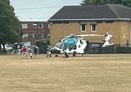 An air ambulance landed near London Road in Swanscombe last week. Picture: Cat Obanya