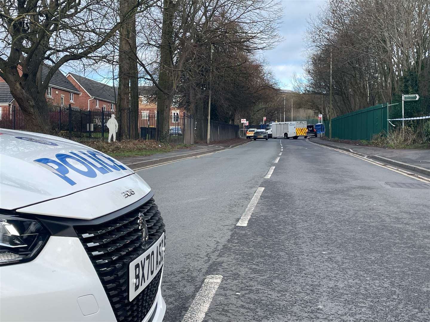 The scene in Coombs Road, Halesowen. (Matthew Cooper/PA)