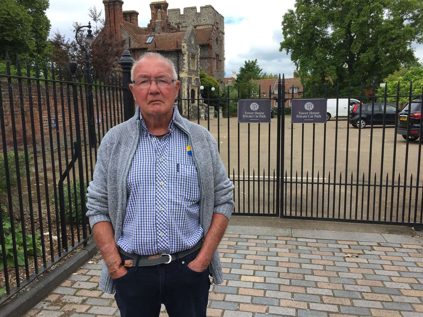 John Huxtable at Westgate Gardens, Canterbury, at the gate he entered