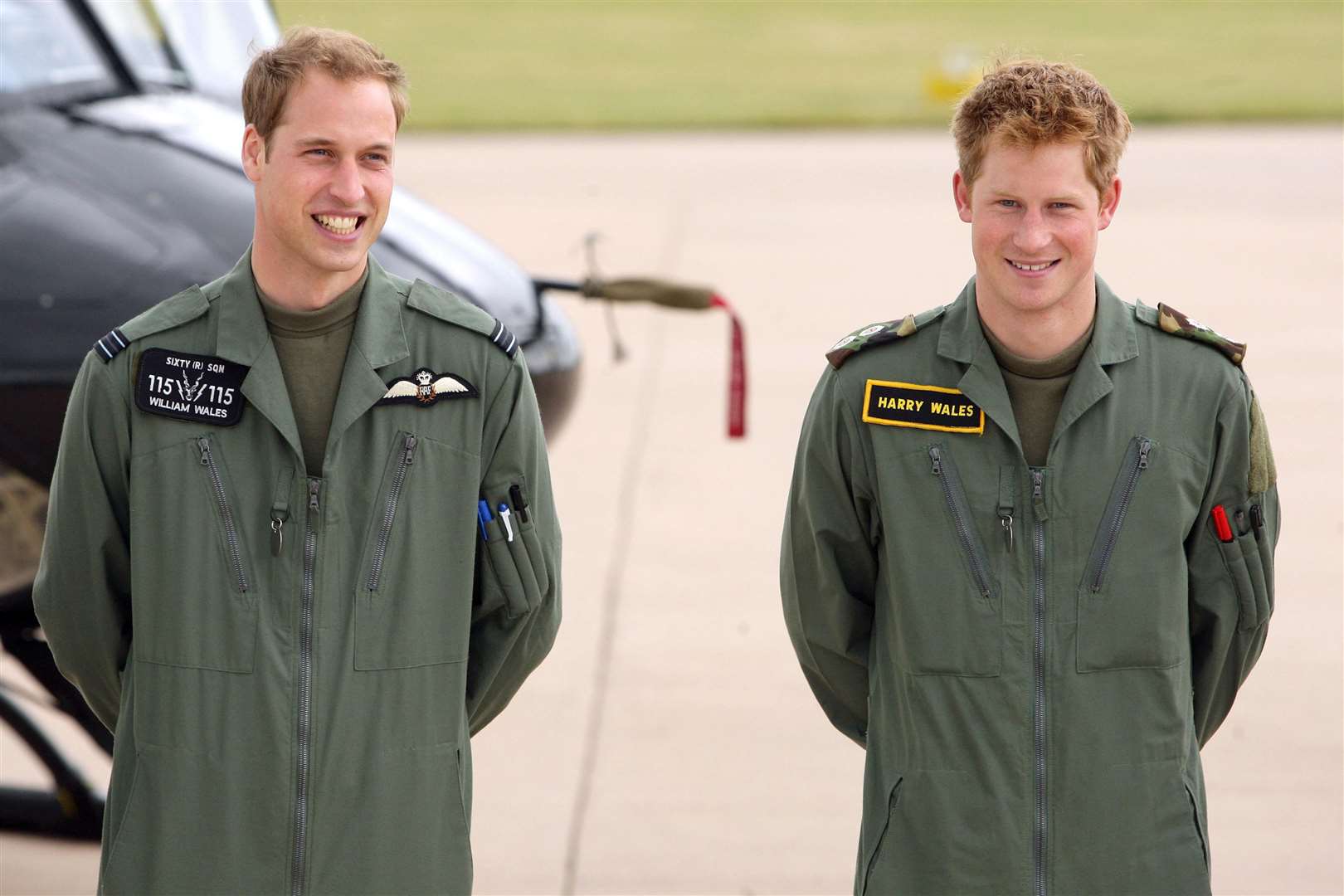 William and Harry at a military helicopter training course base (Dave Thompson/PA)