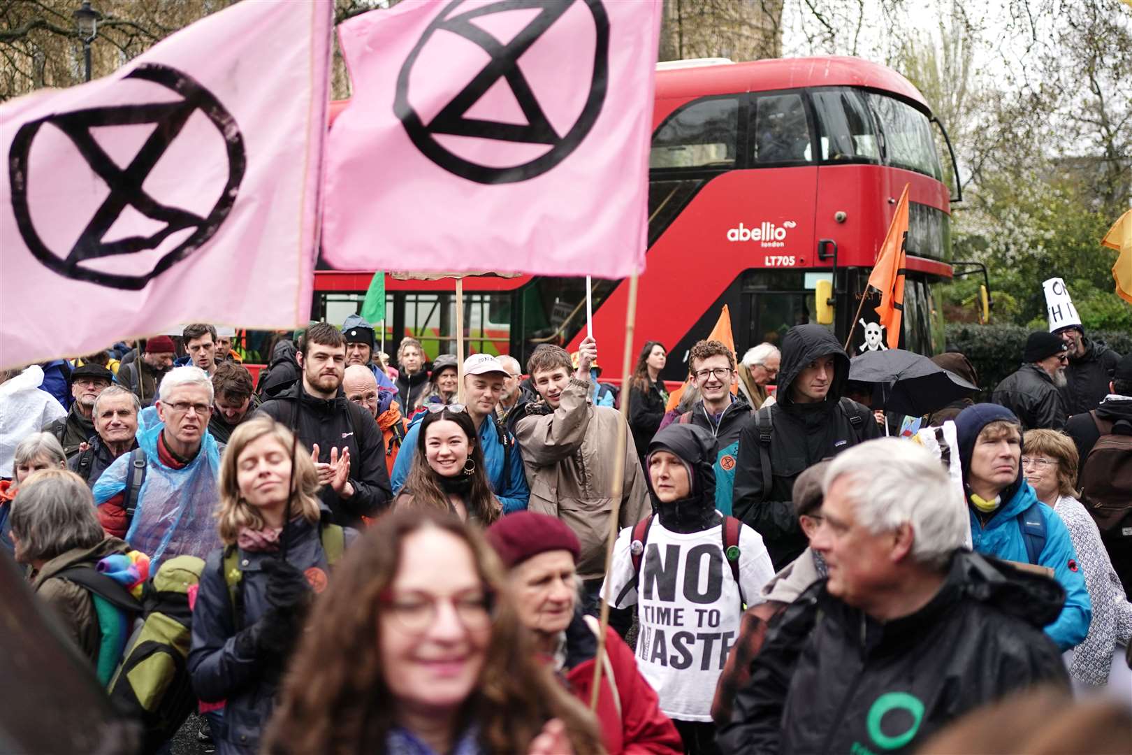 Demonstrators gather in Westminster (Jordan Pettitt/PA)