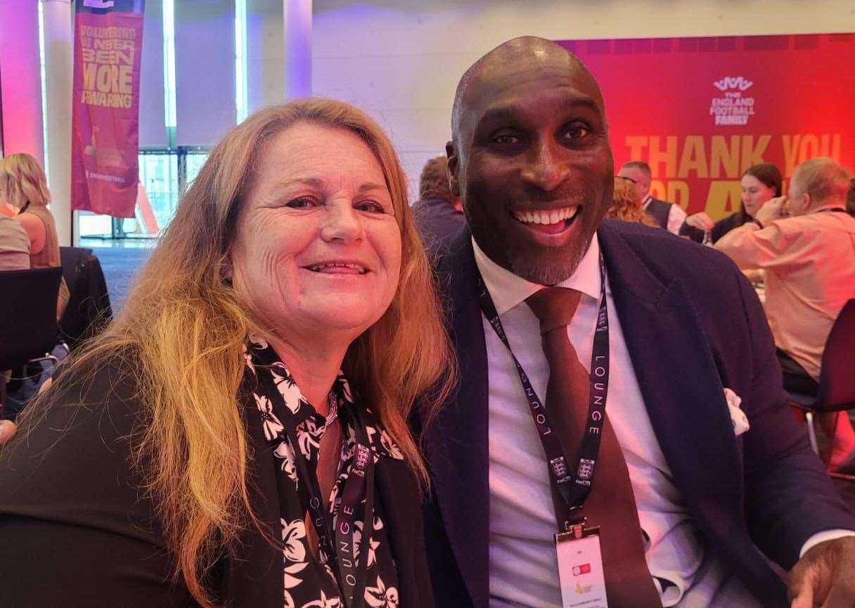 Lorraine Humm sat next to ex-Arsenal, Spurs and England star Sol Campbell at the awards dinner.