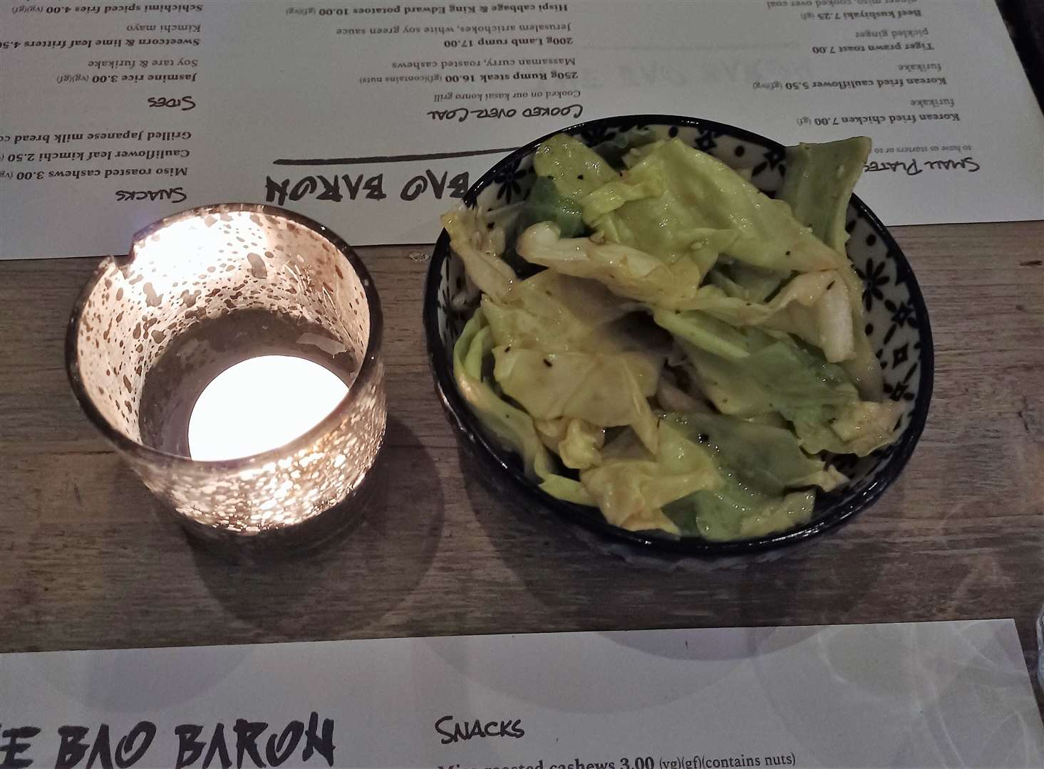 The "addictive cabbage" appetiser at The Bao Baron in Folkestone