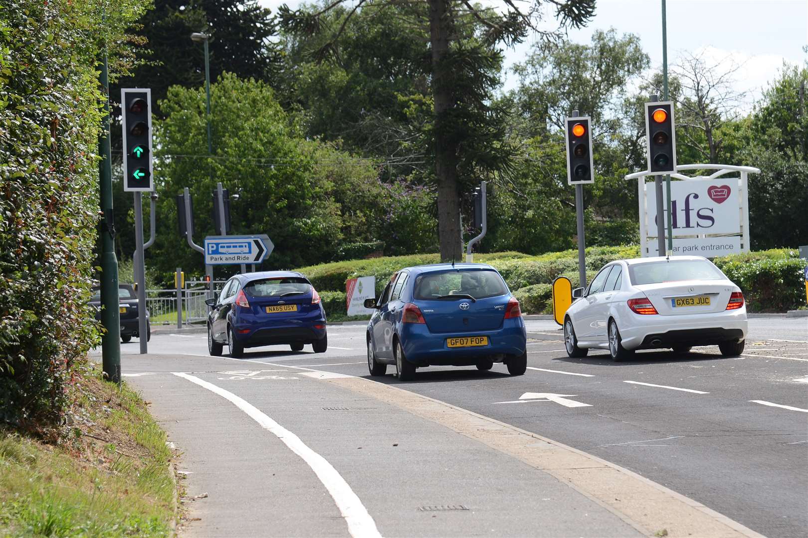 The nearside lights only become visible late in the day