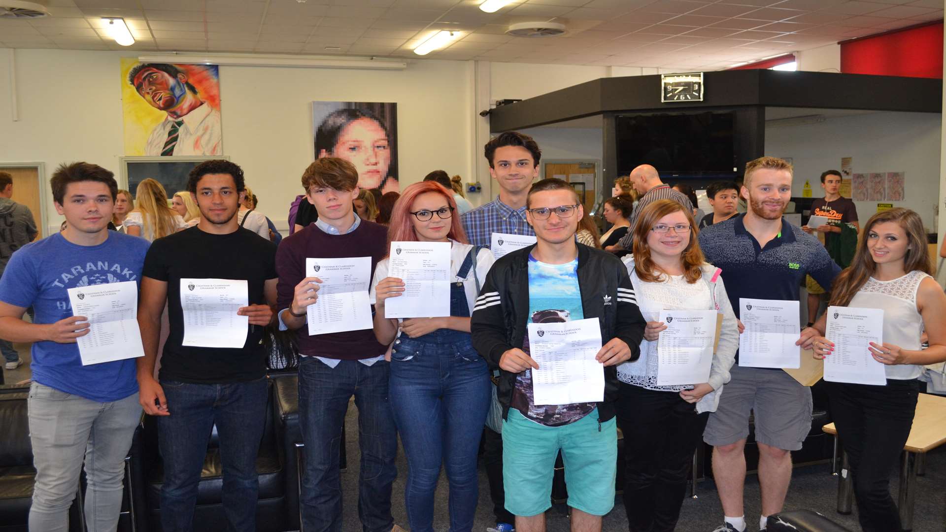 Chatham & Clarendon Grammar School pupils with their results