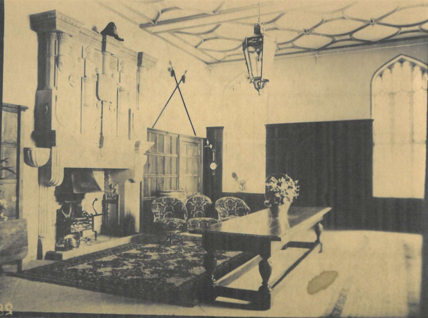 A reception room inside Gwrych Castle thought to be from the 1930s or 1940s (Gwynedd Archive Service)