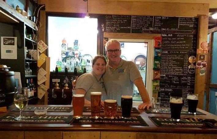 Rachel and Chris Collier at The Admiral's Arm in Trafalgar Square, Queenborough