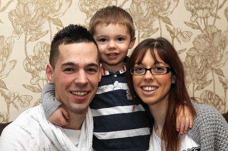 Ricky Elmes with fiancee, Natasha Harwood and their little boy, Reuben, two years old.