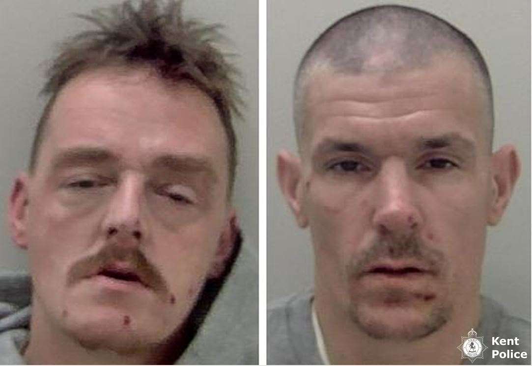 Jamie Hopkins and Adam Roberts were jailed for ten months for theft and burglary offences. Photo: Kent Police