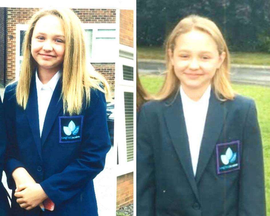 Gracie Maddox who was run over by a car last year. Her in year 7 and year 8 on first day of school. Picture: Caitlin Webb, Local democracy reporter (4147225)