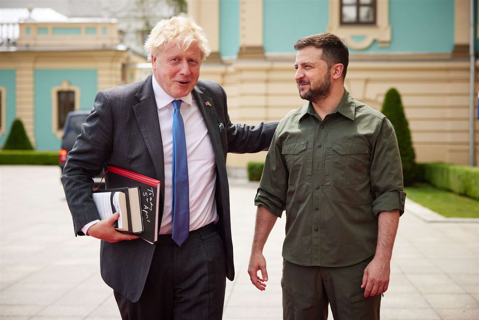 President Volodymyr Zelensky greets Boris Johnson in Kyiv (Ukrainian Presidential Press Office/PA)