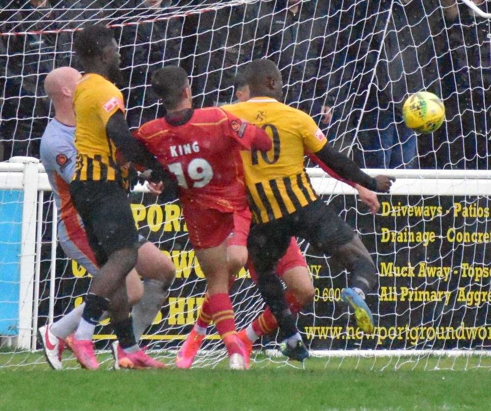 Folkestone Invicta's Ade Yusuff lets fly. Picture: Randolph File